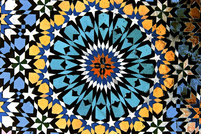 Tiles on the Mosque of Moulay Idress, Morocco